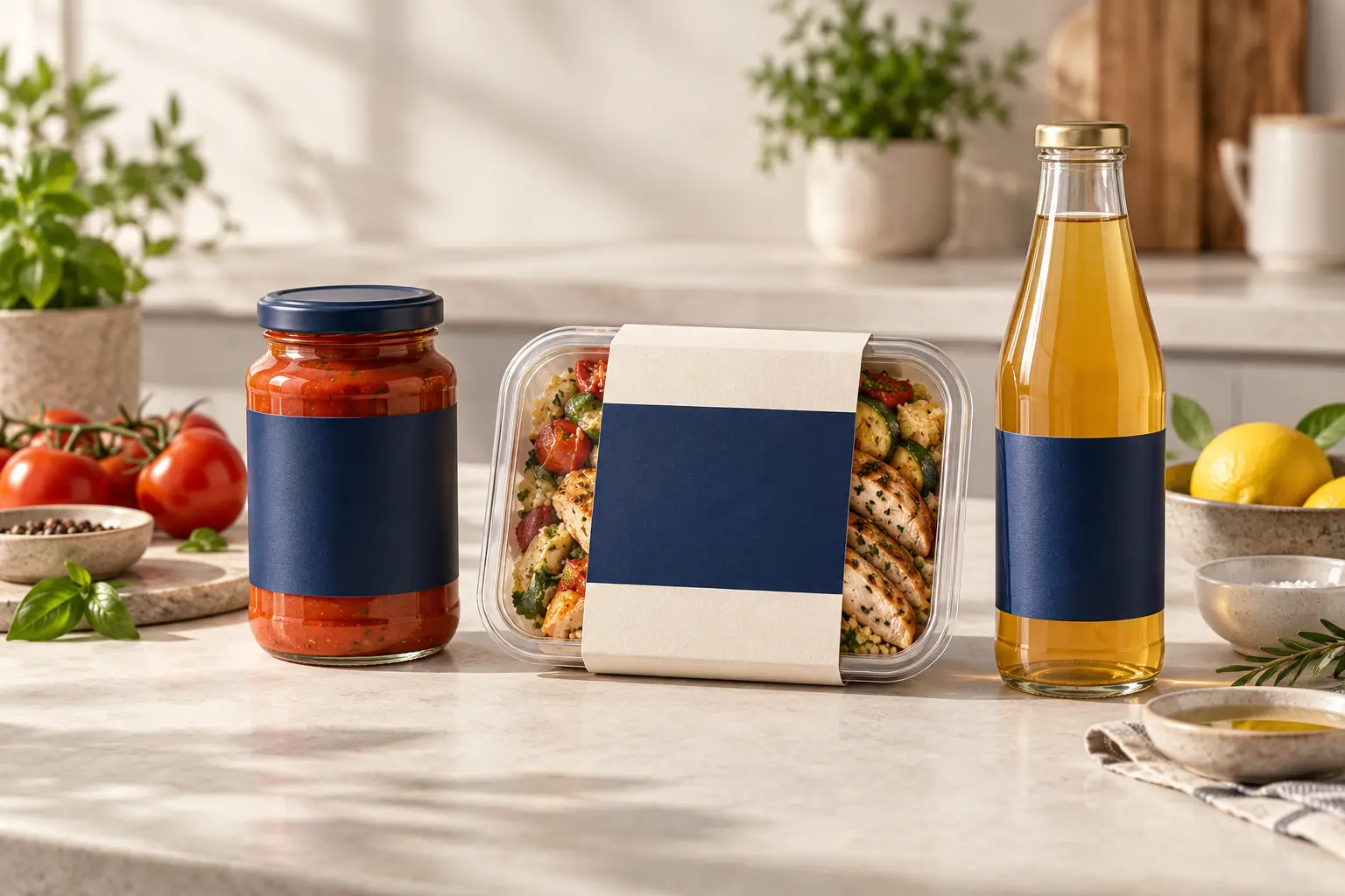 Ілюстрація упакованих харчових продуктів для виходу на ринок